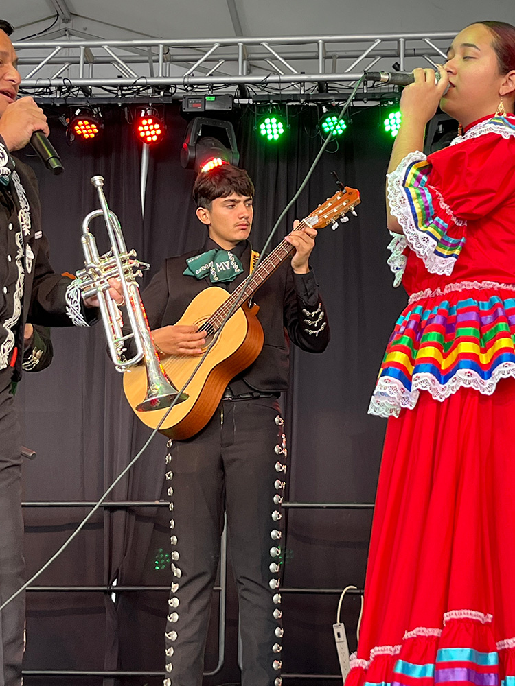 Boy playing a guitar